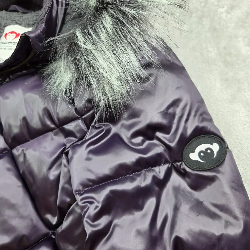 Appaman Girls 14 Purple Quilted Sloan Puffer Coat Faux Fur Hood Winter Jacket